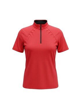 Tail Womens Red Polyester/Spandex Short Sleeve Half-Zip Performance Polo Shirt X